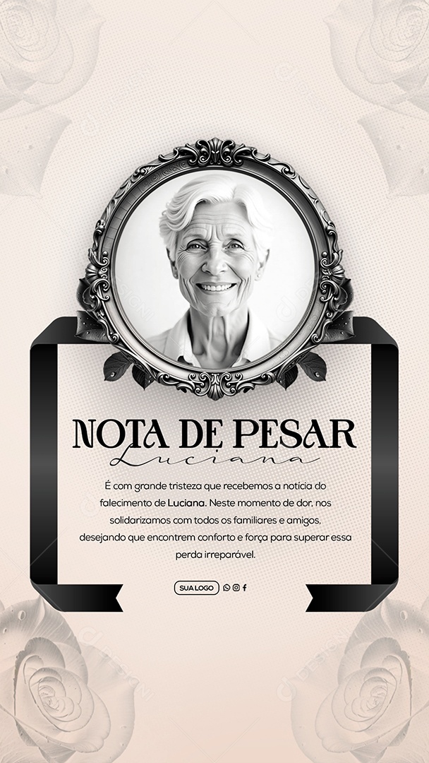 Story Nota de Pesar Social Media PSD Editável