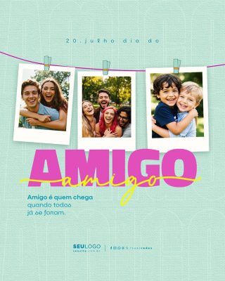 Feliz Dia do Amigo 20 de Junho Social Media PSD Editável