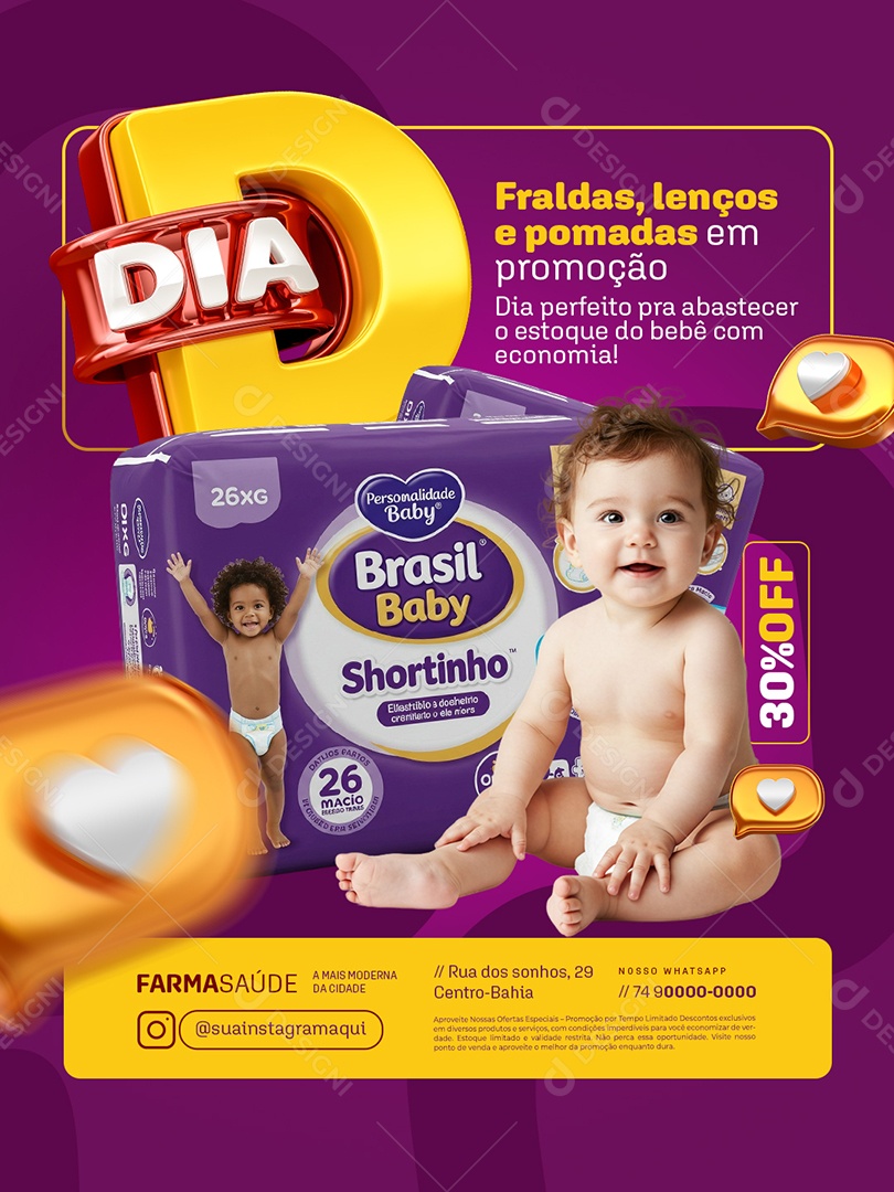 Dia D Nosso Farmácia Frladas Lenços e Pomadas Social Media PSD Editável