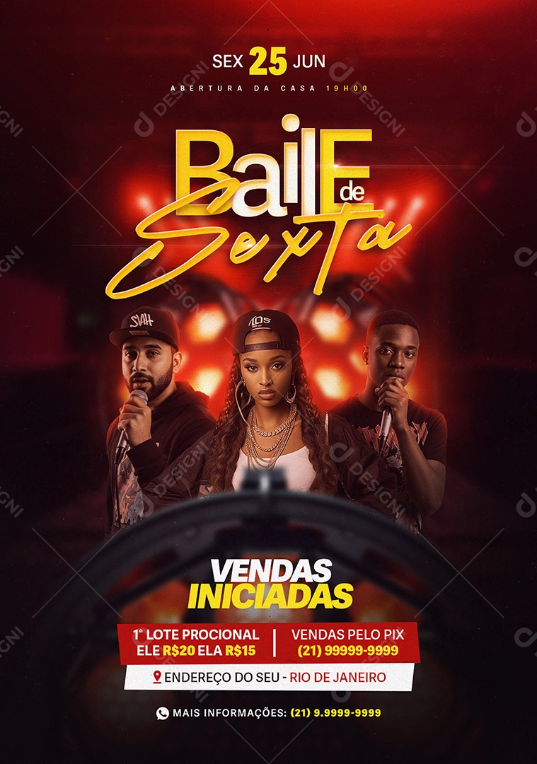 Feed Flyer Baile de Sexta Social Media PSD Editável