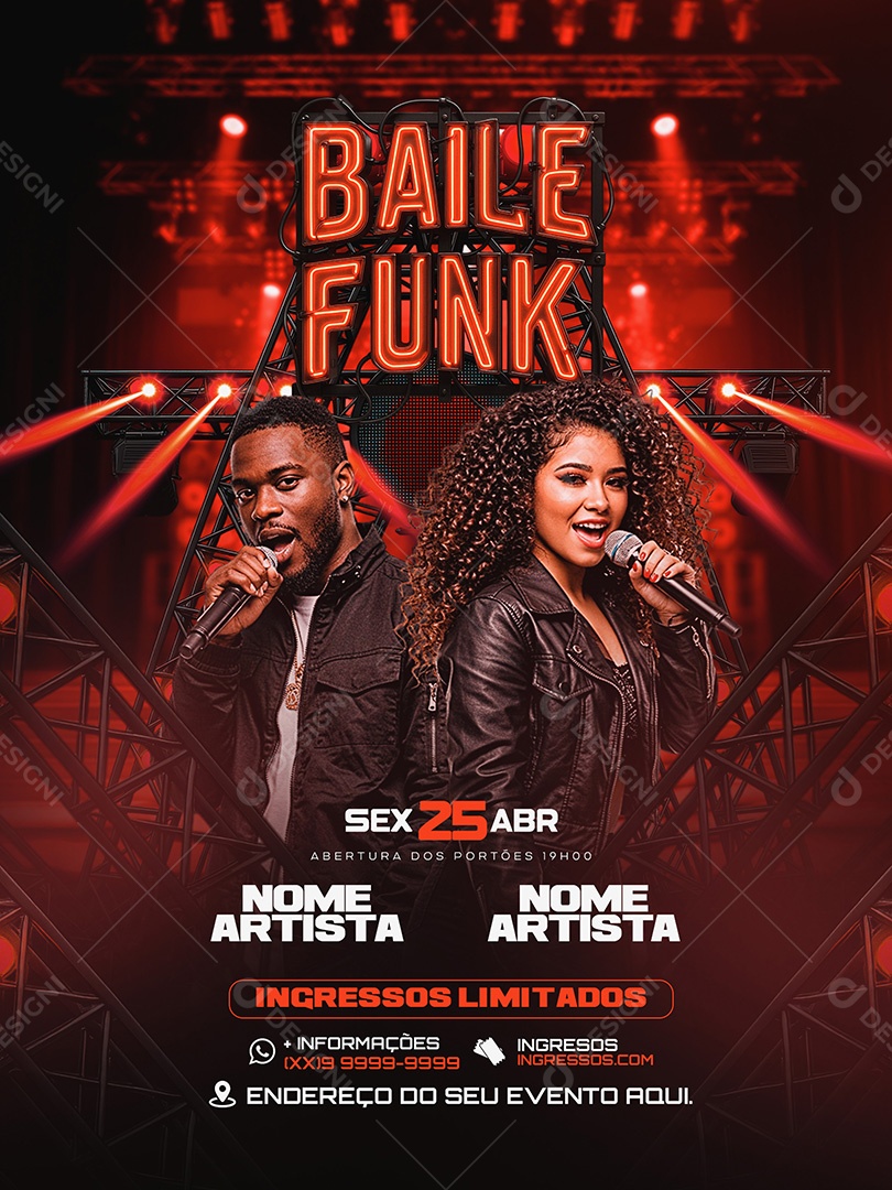 Feed Flyer Baile Funk Social Media PSD Editável