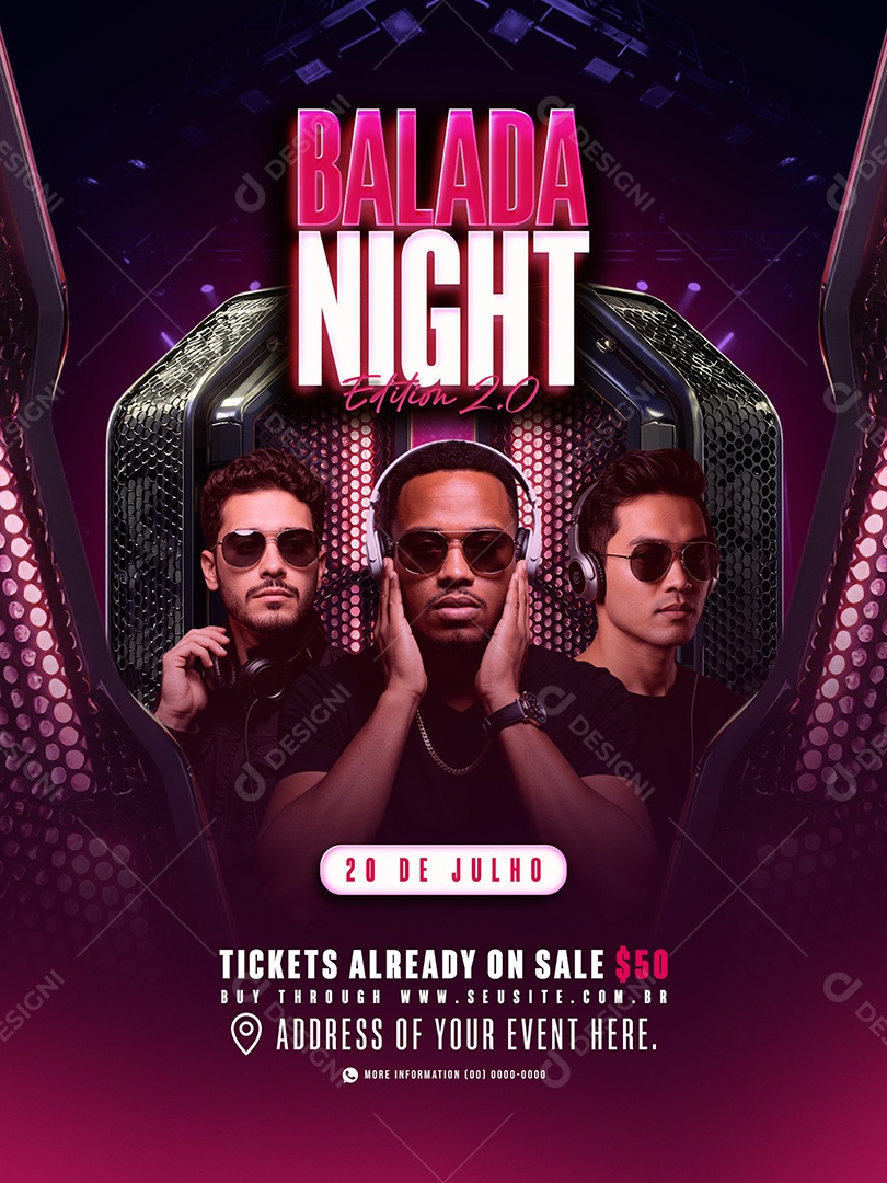 Feed Flyer Balada Night Social Media PSD Editável