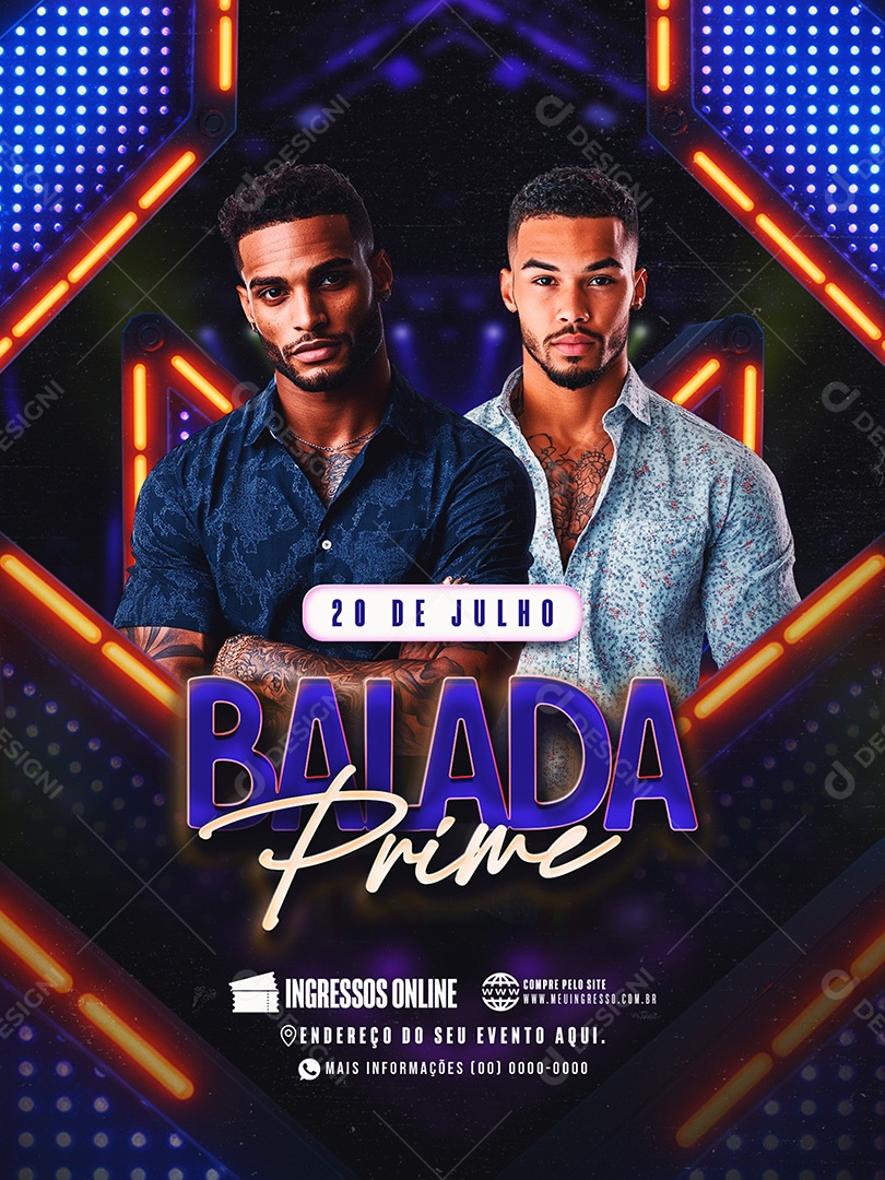 Feed Flyer Balada Prime Social Media PSD Editável