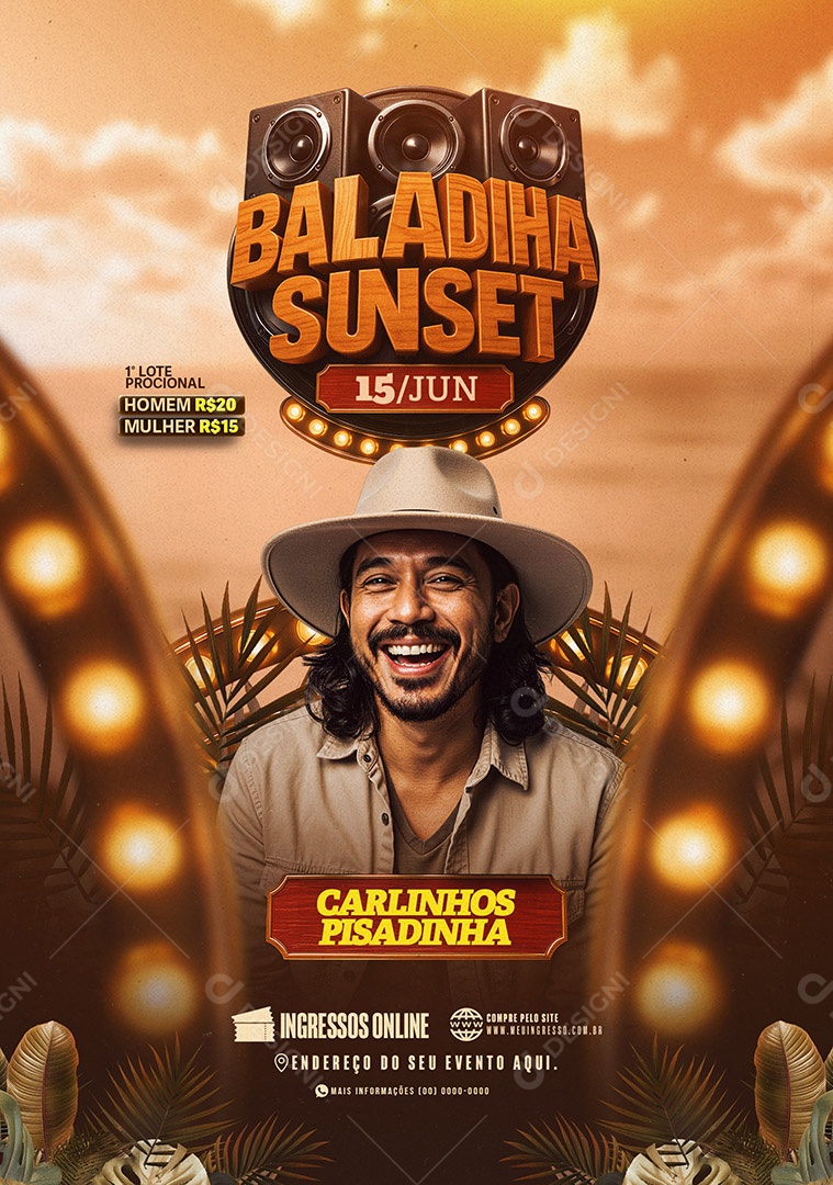 Feed Flyer Baladinha Sunset Social Media PSD Editável