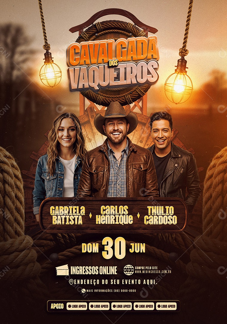 Feed Flyer Cavalgada e Vaqueiros Social Media PSD Editável