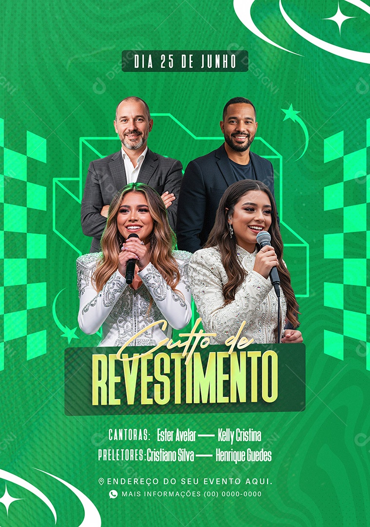 Feed Flyer Culto de Revestimento Social Media PSD Editável