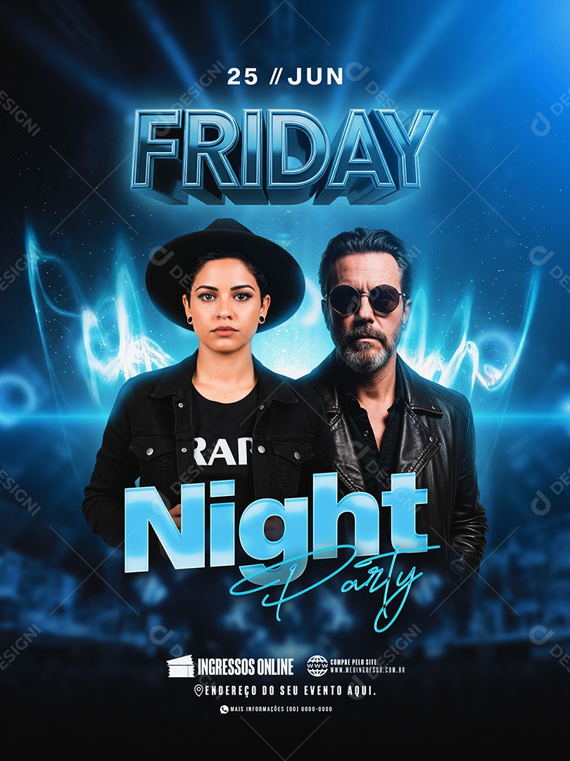 Feed Flyer Friday Night Party Social Media PSD Editável
