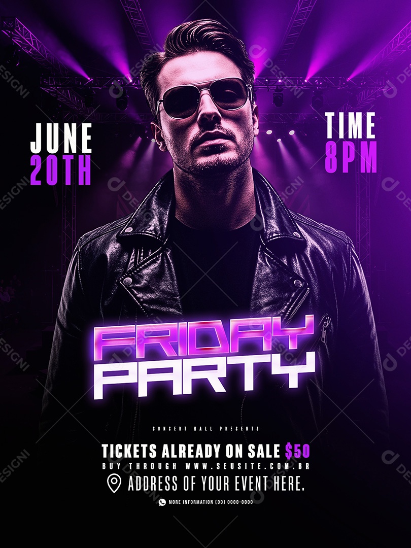 Feed Flyer Friday Party Social Media PSD Editável