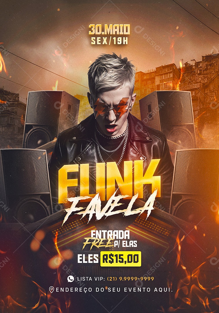 Feed Flyer Funk Favela Social Media PSD Editável