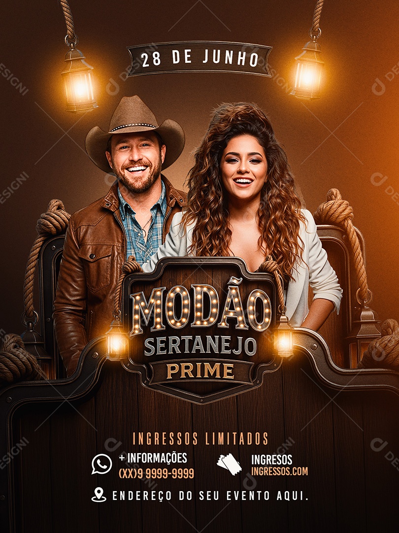 Feed Flyer Modão Sertanejo Social Media PSD Editável