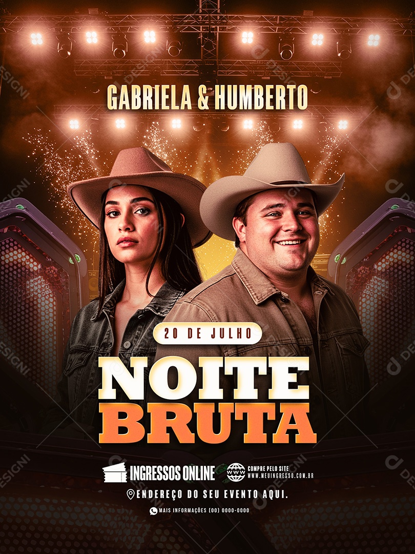 Feed Flyer Noite Bruta Social Media PSD Editável