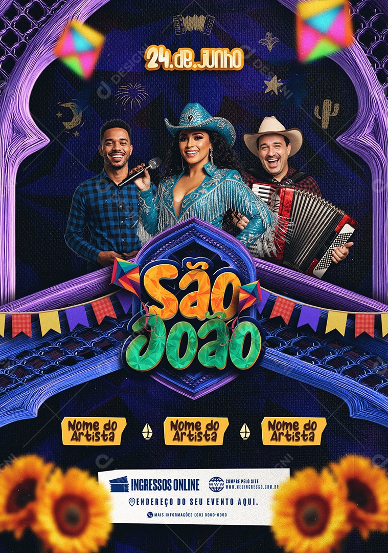 Feed Flyer São João 24 de Junho Social Media PSD Editável