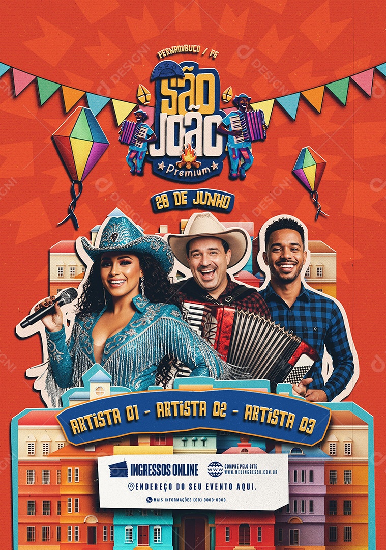 Feed Flyer São João 28 de Junho Social Media PSD Editável