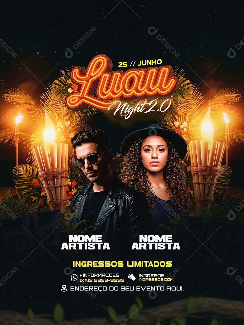 Feed luau Night Baile Social Media PSD Editável