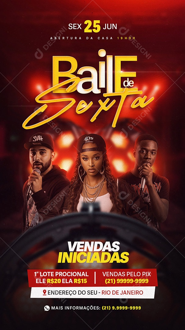 Story Flyer Baile de Sexta Social Media PSD Editável