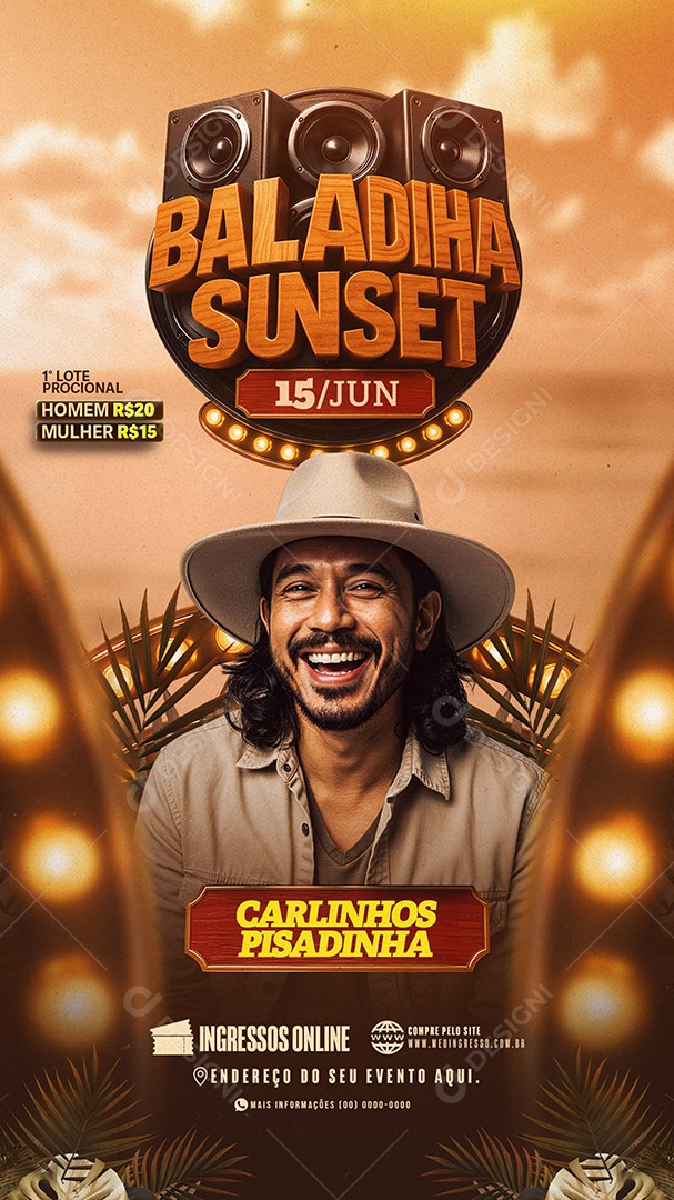 Story Flyer Baladinha Sunset Social Media PSD Editável