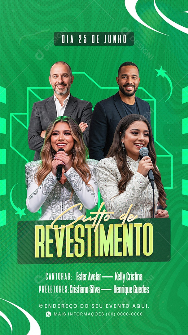 Story Flyer Culto de Revestimento Social Media PSD Editável