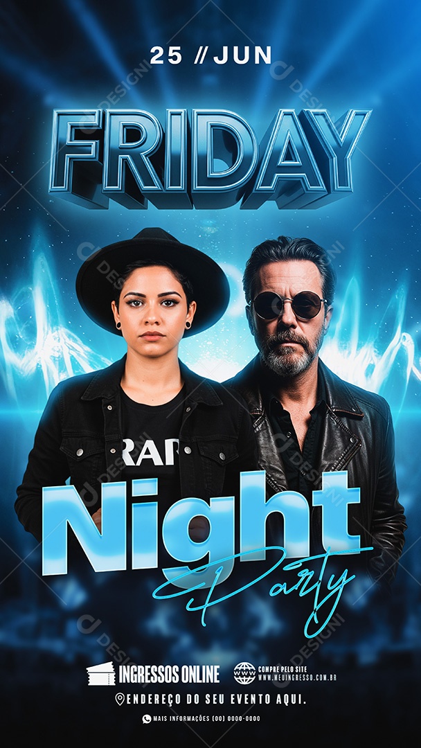 Story Flyer Friday Night Party Social Media PSD Editável