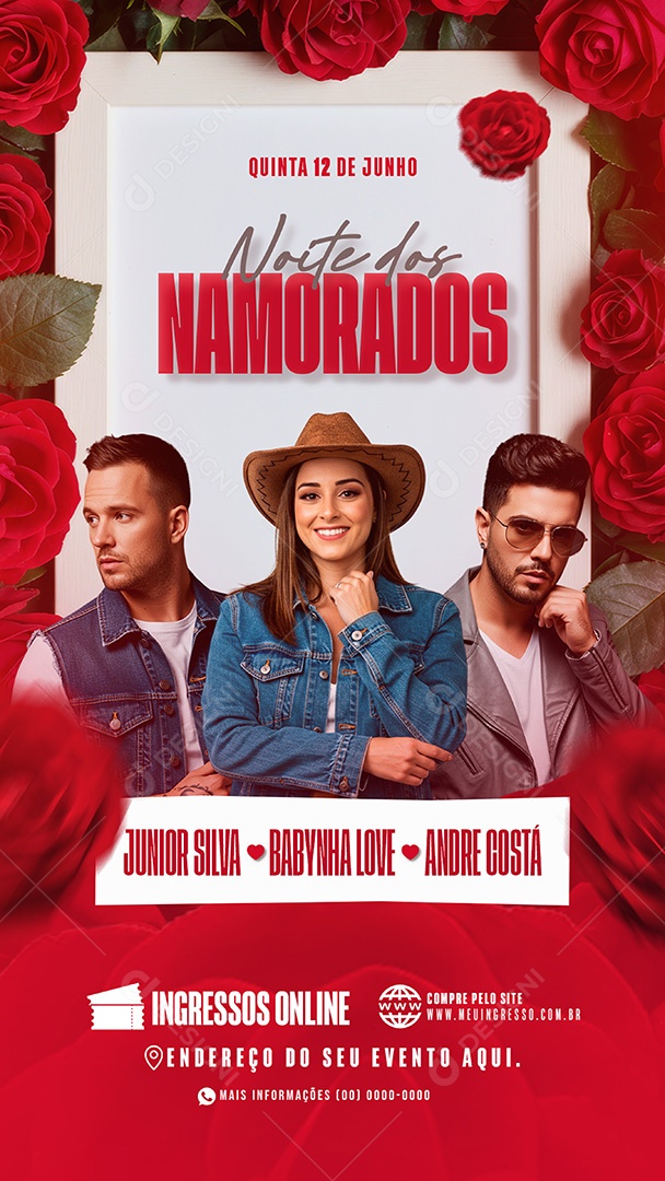 Story Flyer Noite dos Namorados Social Media PSD Editável