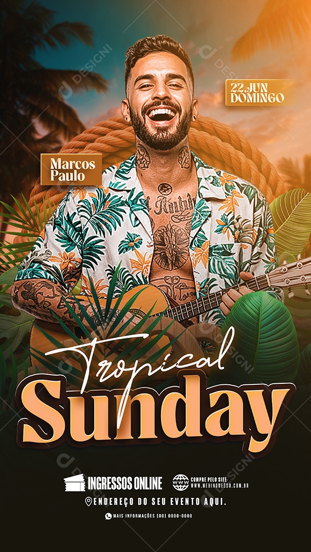 Story Flyer Tropical Sunday Social Media PSD Editável