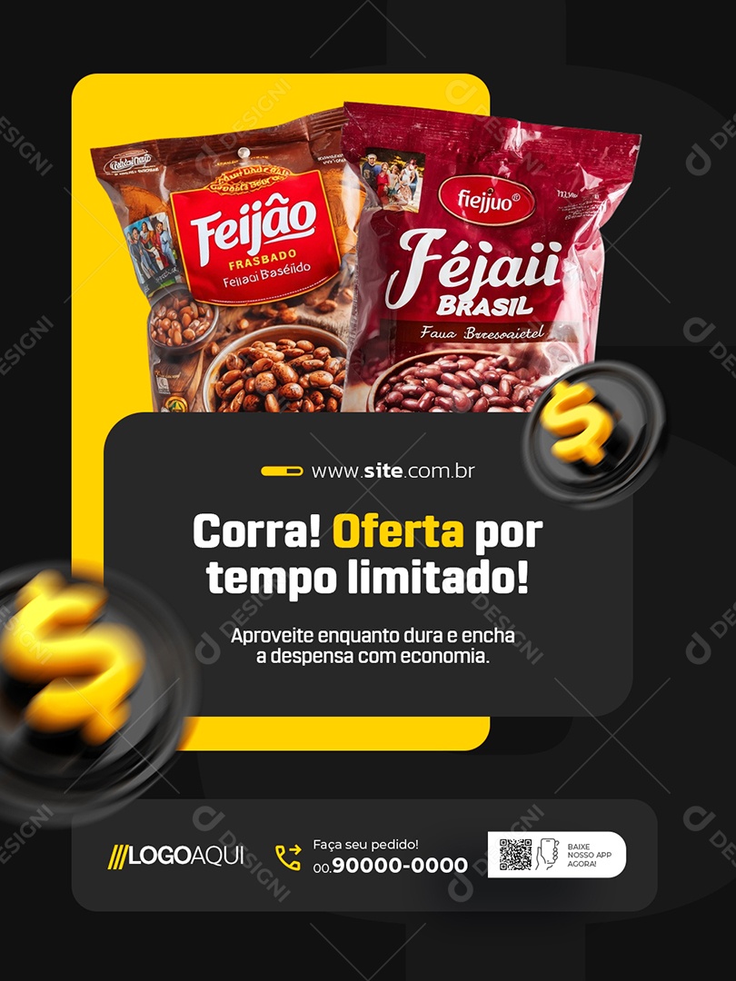 Mercado Corra Oferta por Tempo Limitado Social Media PSD Editável