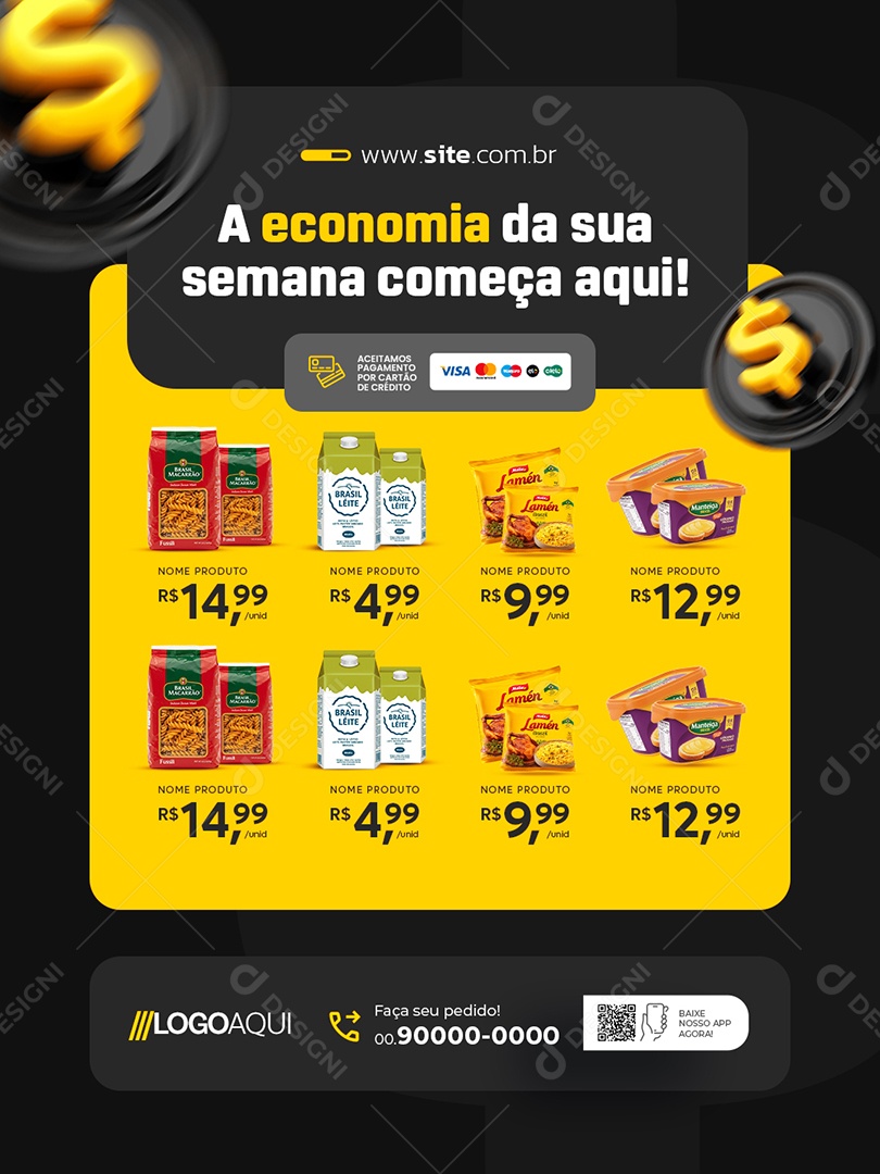 Mercado A Economia da Sua Semana Começa Aqui Social Media PSD Editável
