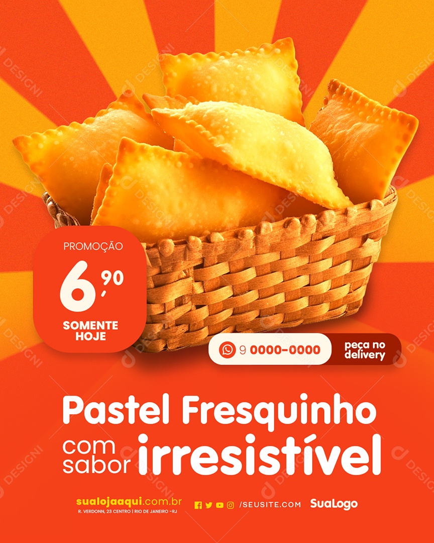 Pastelaria Promoção Pastel Fresquinho Social Media PSD Editável