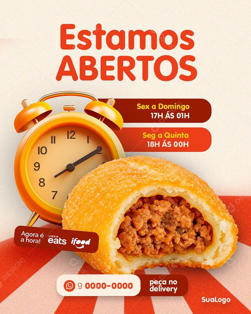 Pastelaria Estamos Abertos Social Media PSD Editável