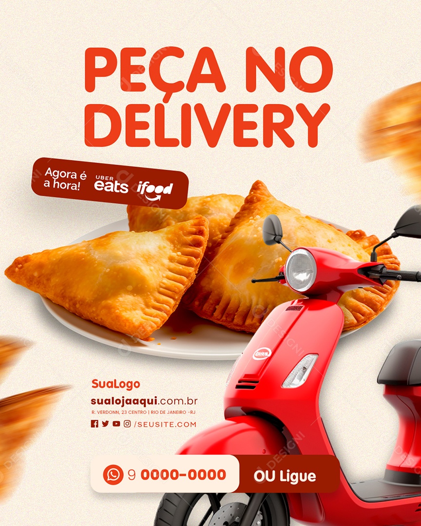 Pastelaria Peça no Delivery Social Media PSD Editável