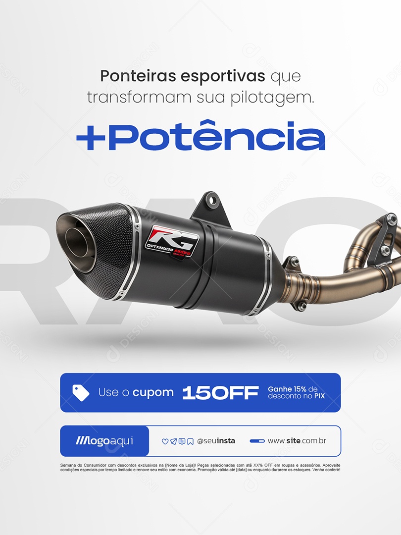 Acessórios para Moto Ponteira Esportiva Potência Social Media PSD Editável