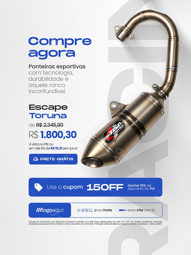 Acessórios para Moto Ponteira Esportiva Escape Toruna Compre Agora Social Media PSD Editável