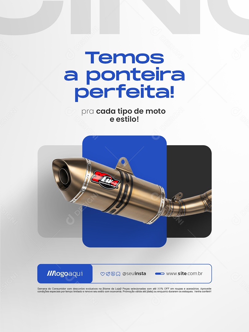 Acessórios para Moto Ponteira Esportiva Temos a Ponteira Perfeita Social Media PSD Editável