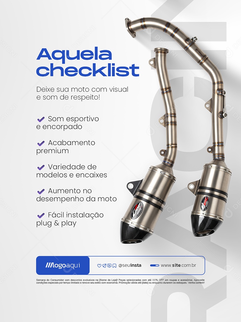 Acessórios para Moto Ponteira Esportiva Aquela Checklist Social Media PSD Editável