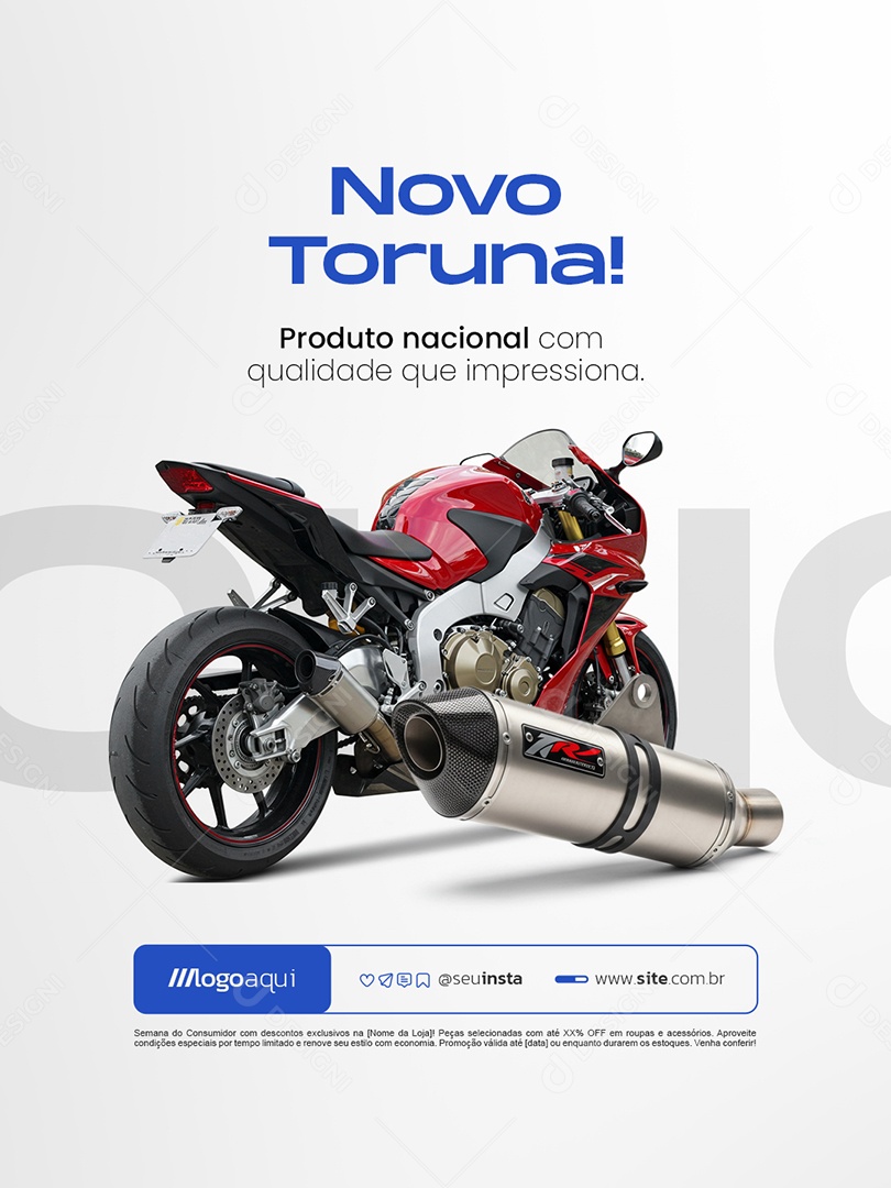 Acessórios para Moto Ponteira Esportiva Novo Toruna Social Media PSD Editável