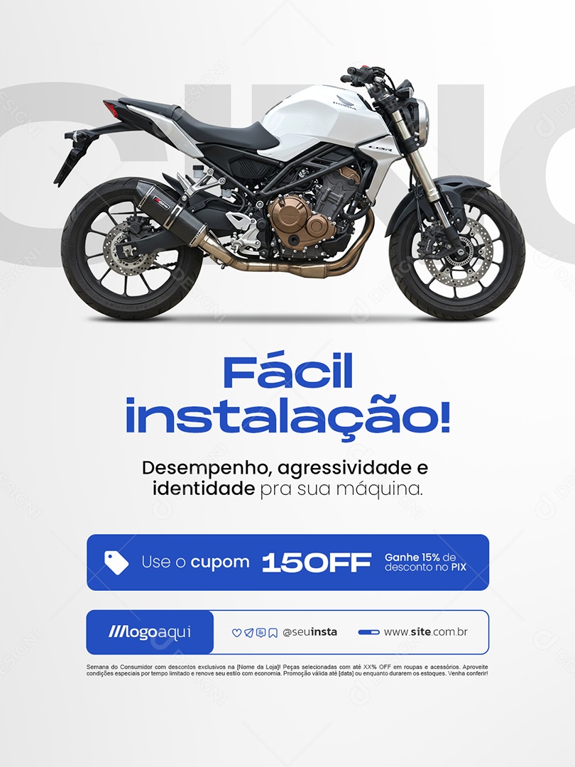 Acessórios para Moto Ponteira Esportiva Fácil Instalação Social Media PSD Editável