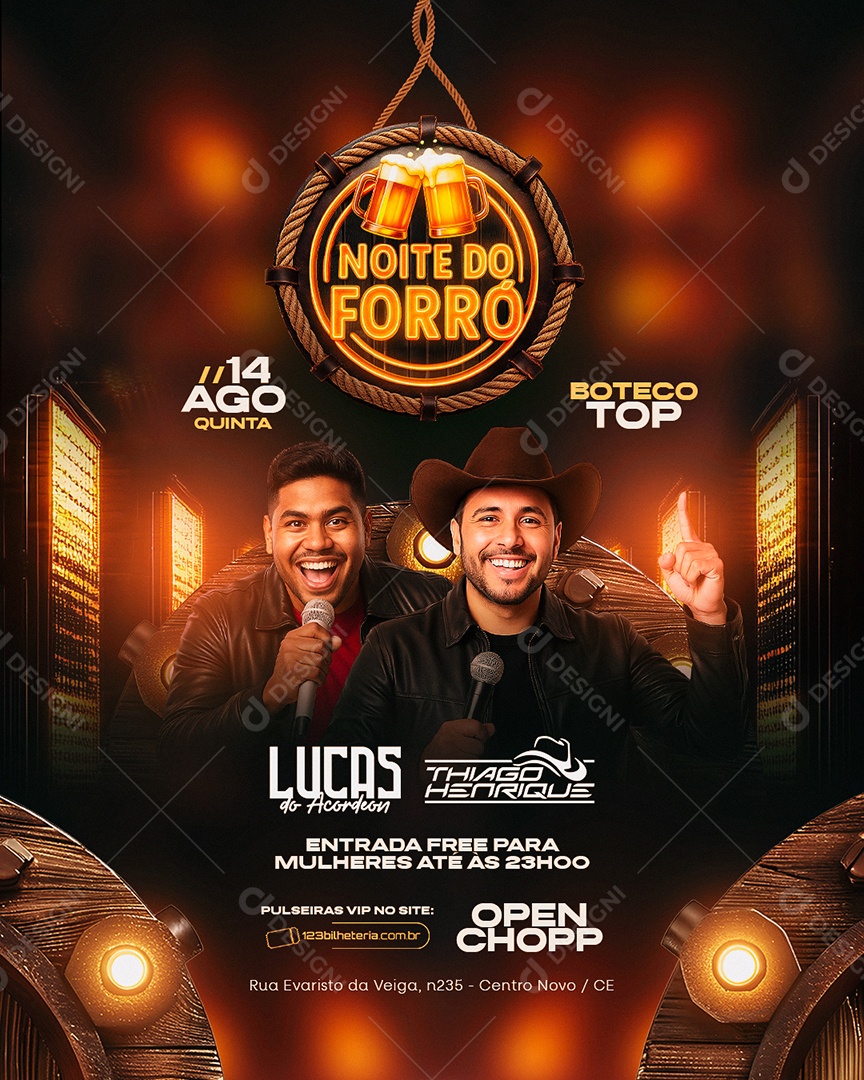 Flyer Noite do Forró Boteco Top Social Media PSD Editável