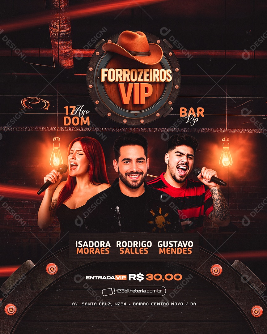 Flyer Forrozeiros Vip Social Media PSD Editável