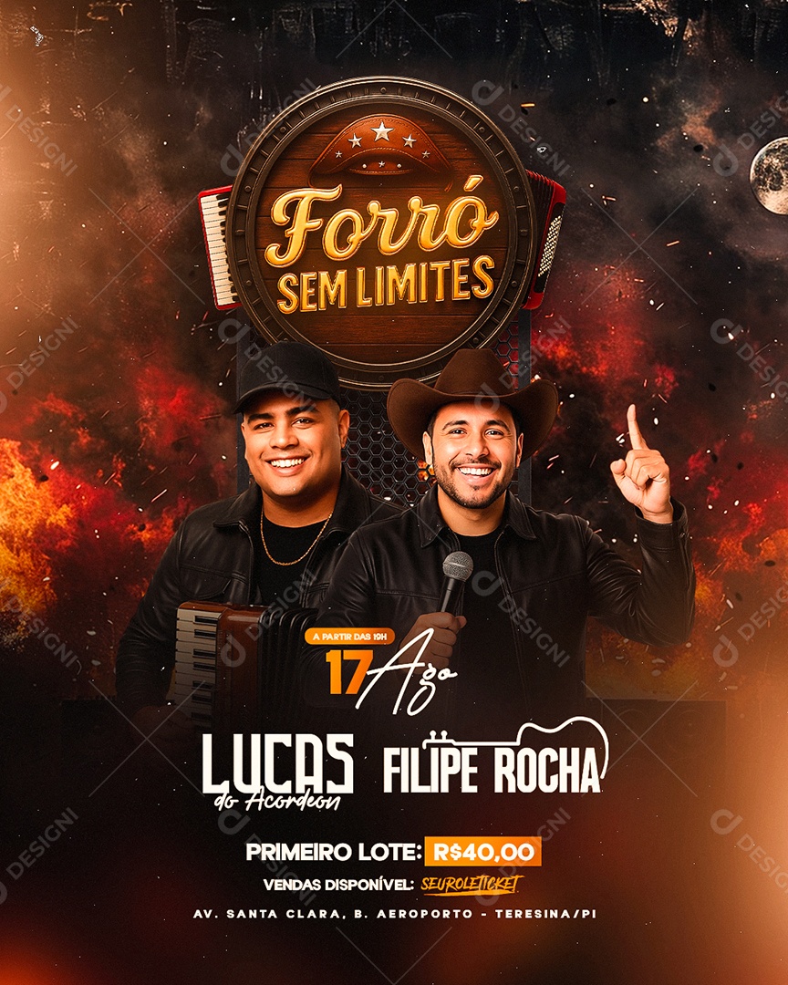 Flyer Forró Sem Limites Social Media PSD Editável