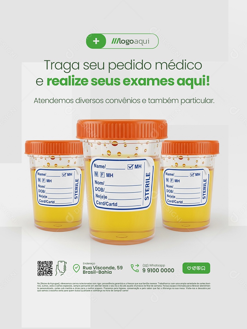 Clínica Exame Traga seu Pedido Médico Social Media PSD Editável