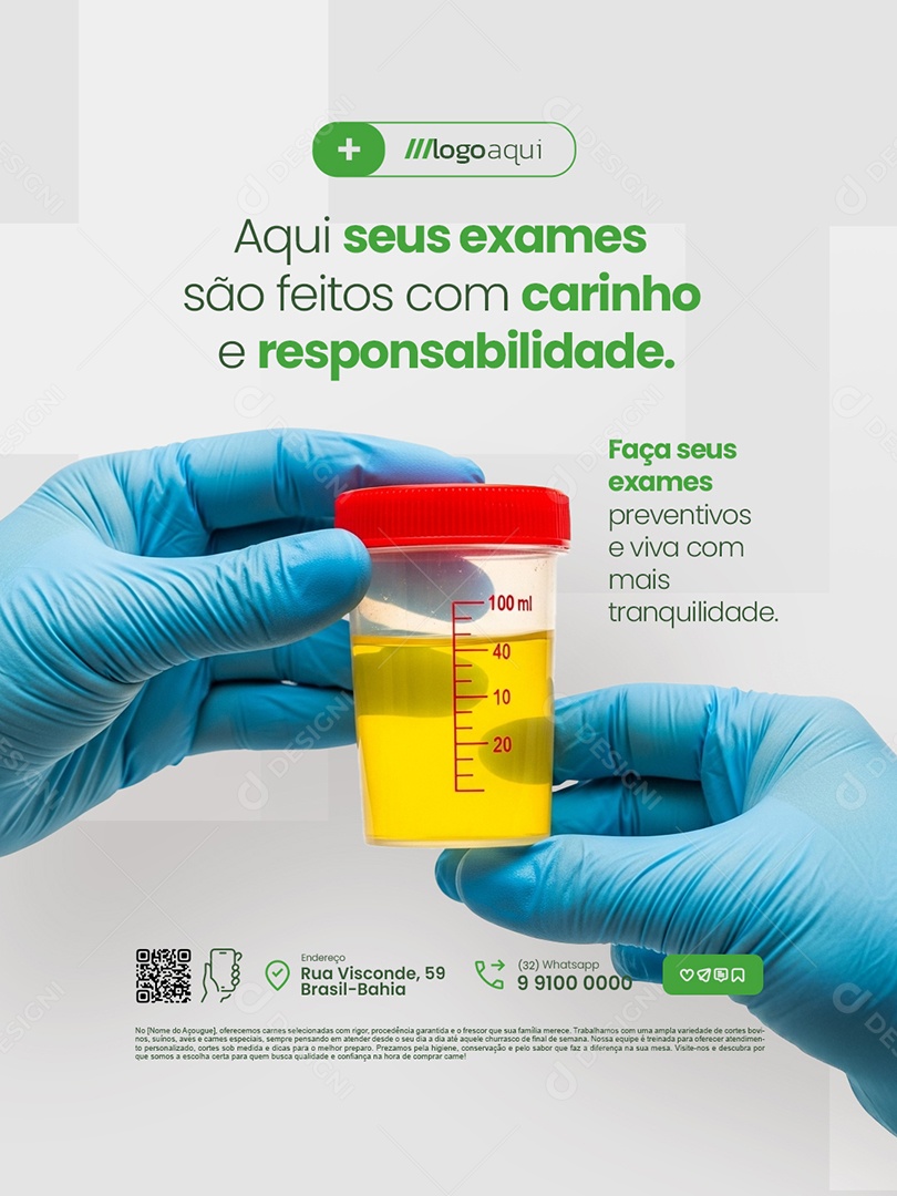 Clínica Exame Aqui seus Exames São Feitos Social Media PSD Editável