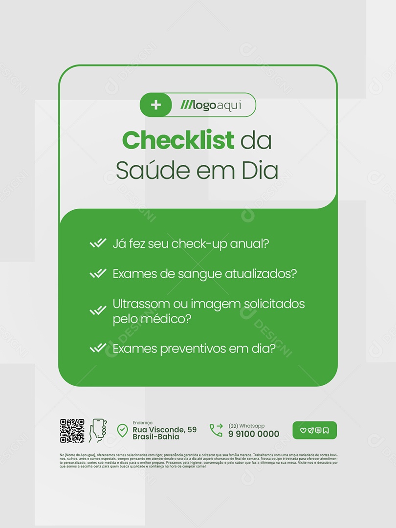 Clínica Exame Checklist da Saúde em Dia Social Media PSD Editável