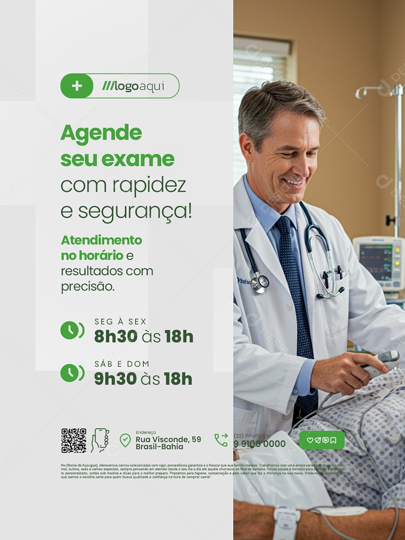 Clínica Exame Agende seu Exame Social Media PSD Editável