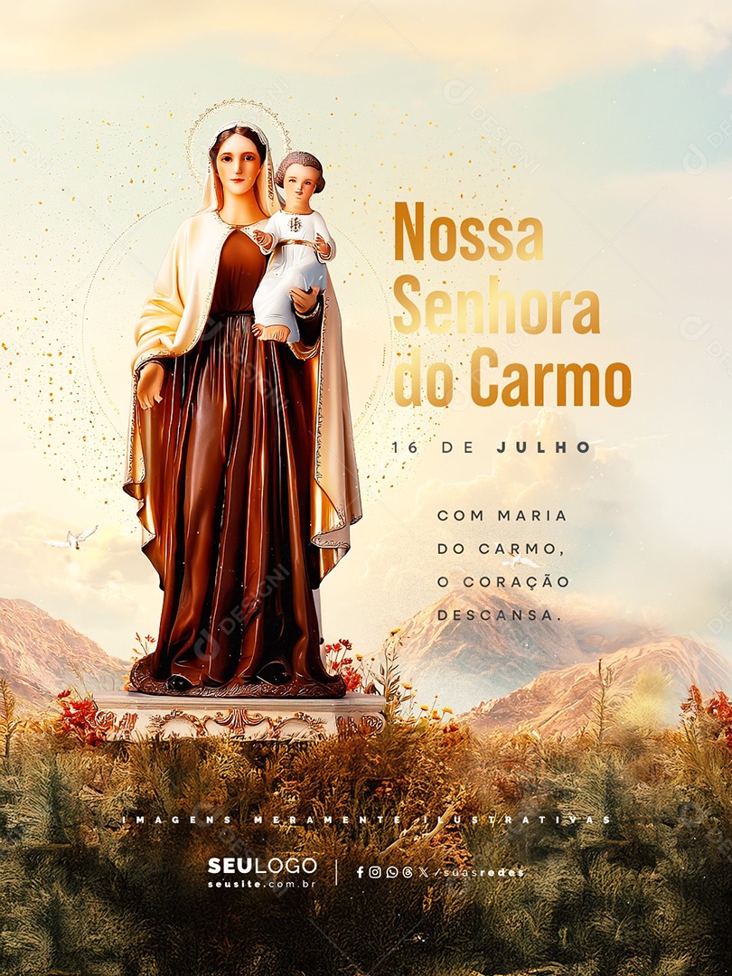 Dia de Nossa Senhora do Carmo 16 de Julho Social Media PSD Editável