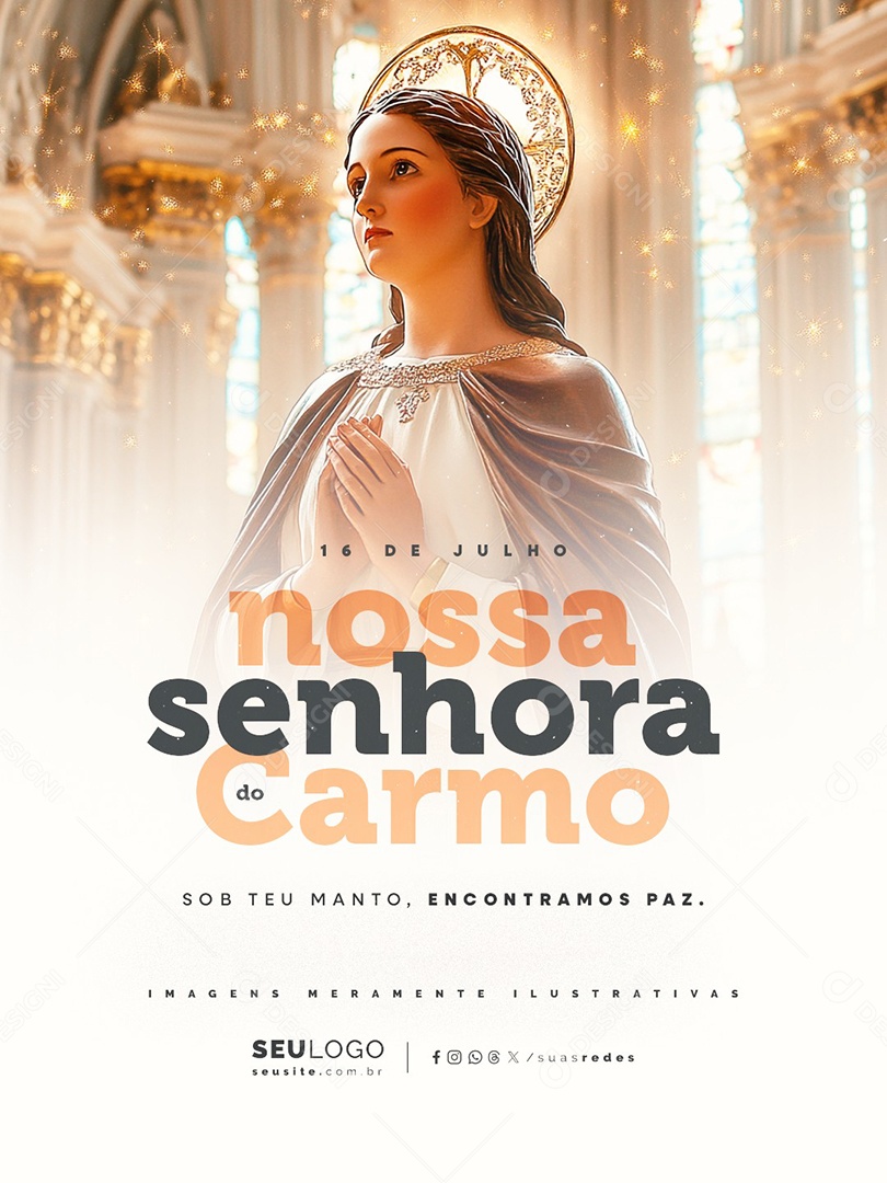 Dia de Nossa Senhora do Carmo 16 de Julho Social Media PSD Editável