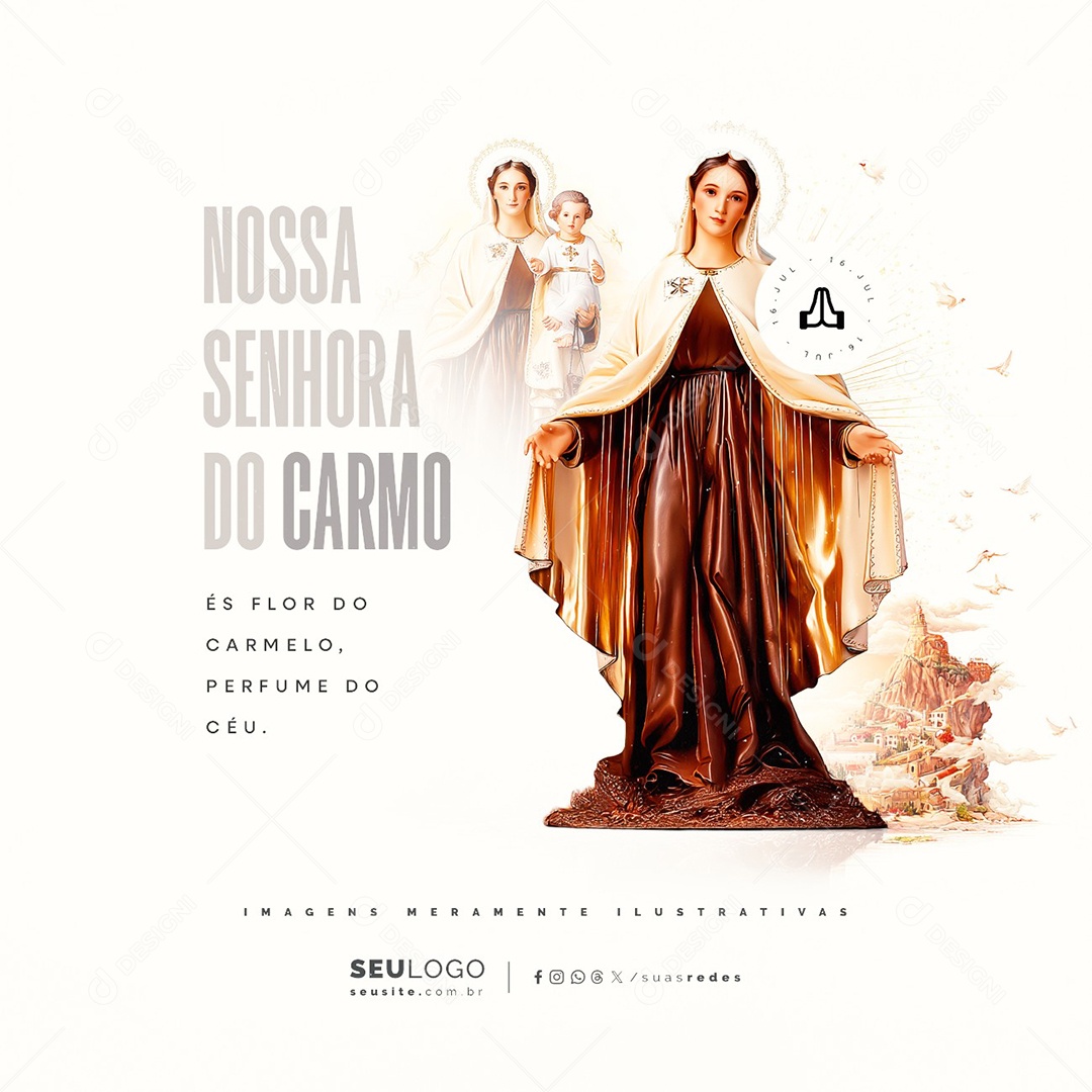 Dia de Nossa Senhora do Carmo 16 de Julho Social Media PSD Editável