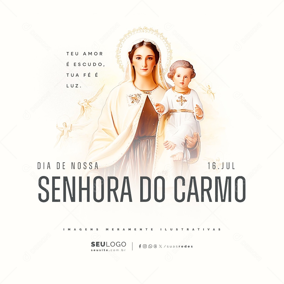 Dia de Nossa Senhora do Carmo 16 de Julho Social Media PSD Editável