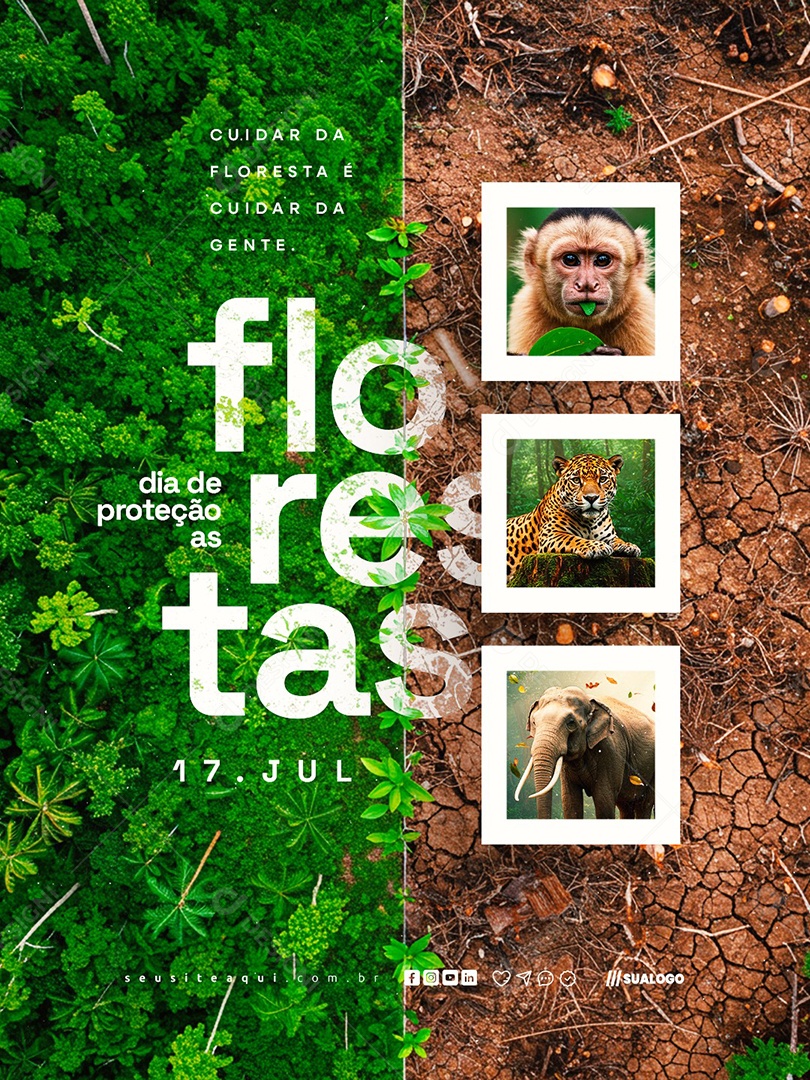 Dia de Proteção às Florestas 17 de Julho Social Media PSD Editável