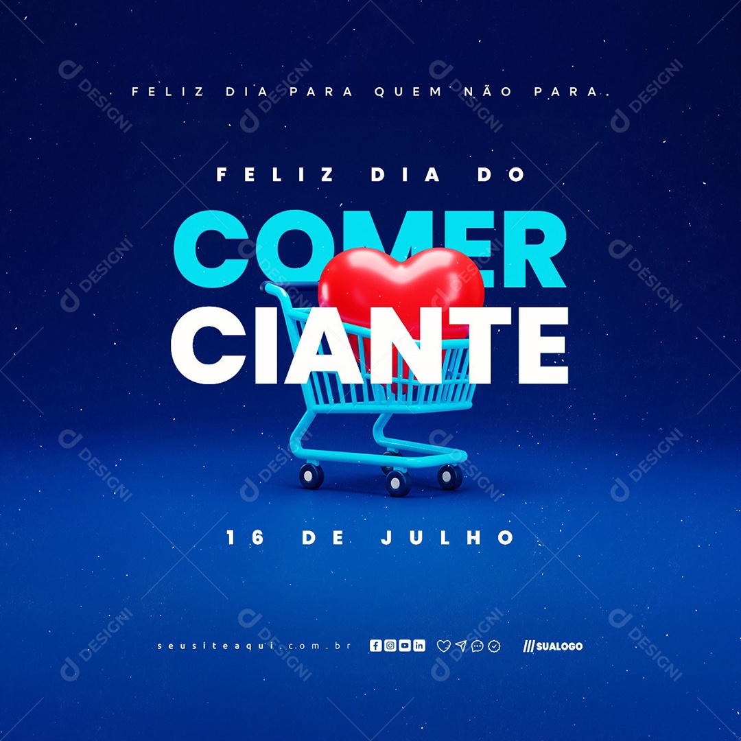 Feliz Dia do Comerciante 16 De Julho Social Media PSD Editável