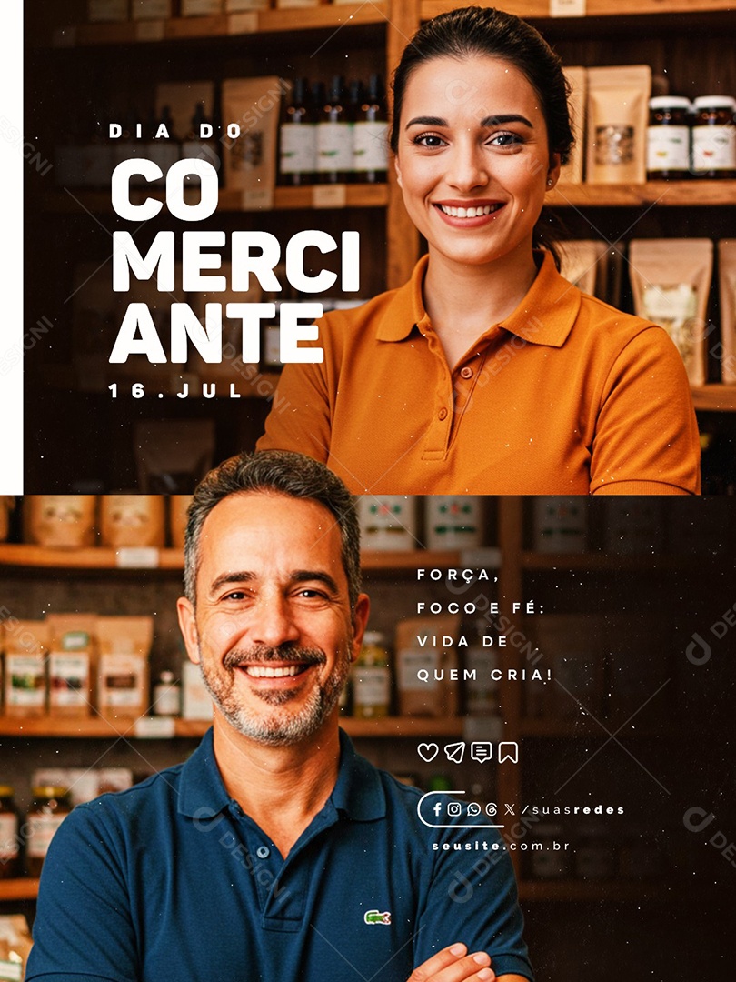Dia do Comerciante 16 De Julho Social Media PSD Editável