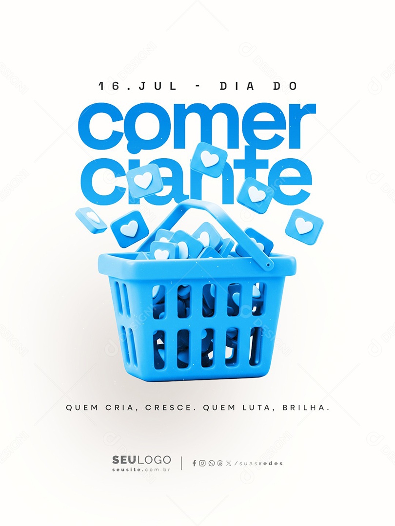 Dia do Comerciante 16 De Julho Social Media PSD Editável